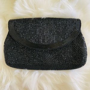 Vintage beautifully beaded Black purse/Clutch LaRegale